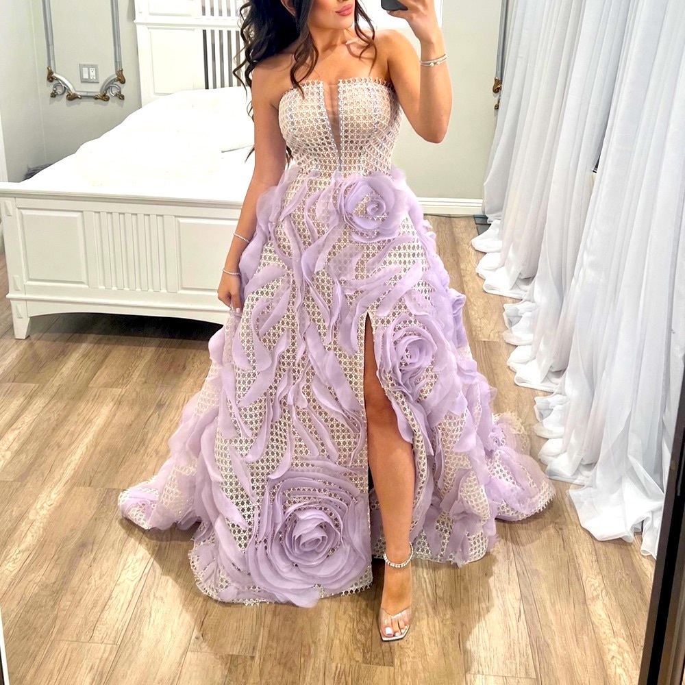 Sophie Couture silver and lavender gown only worn once